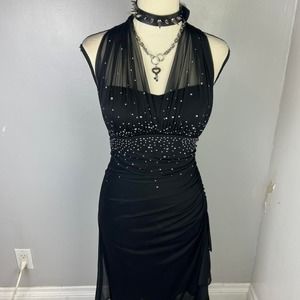Vintage 90s black halter dress